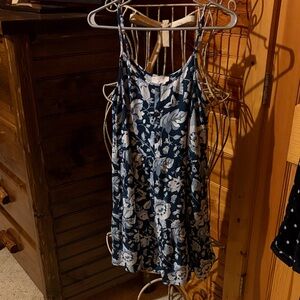 LOFT Navy and White Floral Dress